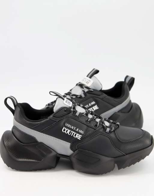 Versace Jeans Couture chunky trainer with logo in grey and black