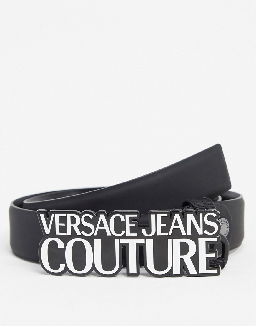Versace Jeans Couture - Cintura con fibbia e logo-Nero