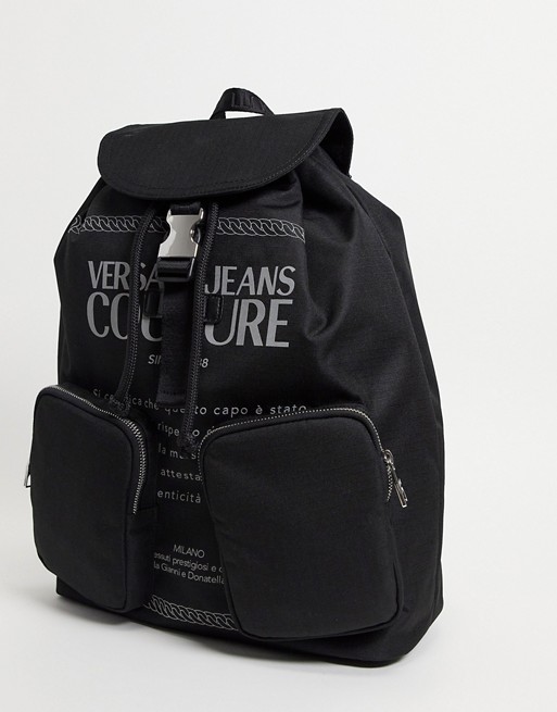 Versace Jeans Couture clasp logo backpack in black