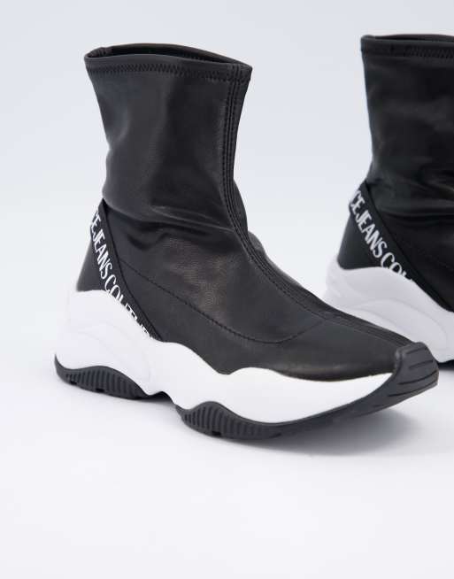 Versace Jeans Couture coated sock sneakers in black ASOS