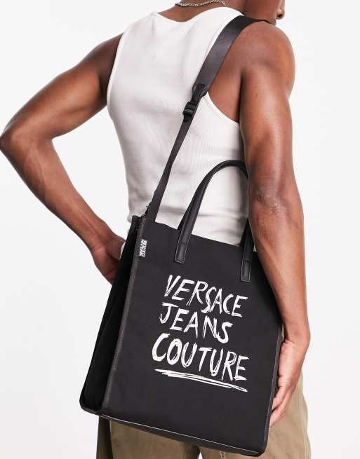 Versace Jeans Couture – Czarna torba typu tote z napisem, 2 z 4