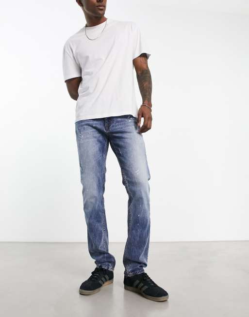 Versace Jeans Couture distressed slim jeans in blue