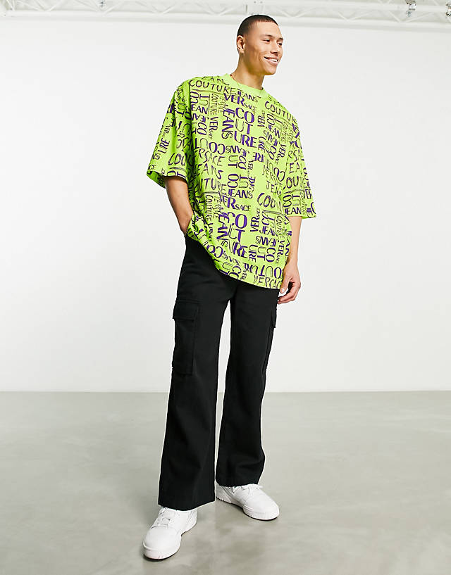 Versace Jeans Couture - doodle print oversize t-shirt in green