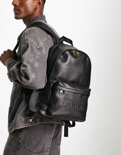 Versace black best sale leather backpack