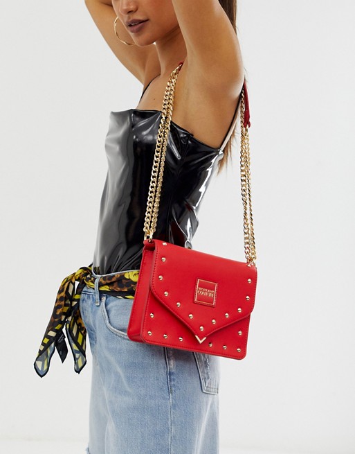 Versace Jeans Couture fold over studded crossbody