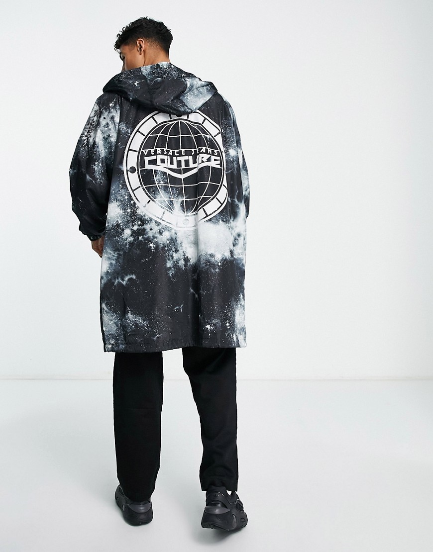 Versace Jeans Couture galaxy print light weight parka in black