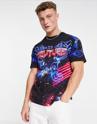 Versace Jeans Couture galaxy print t-shirt in black