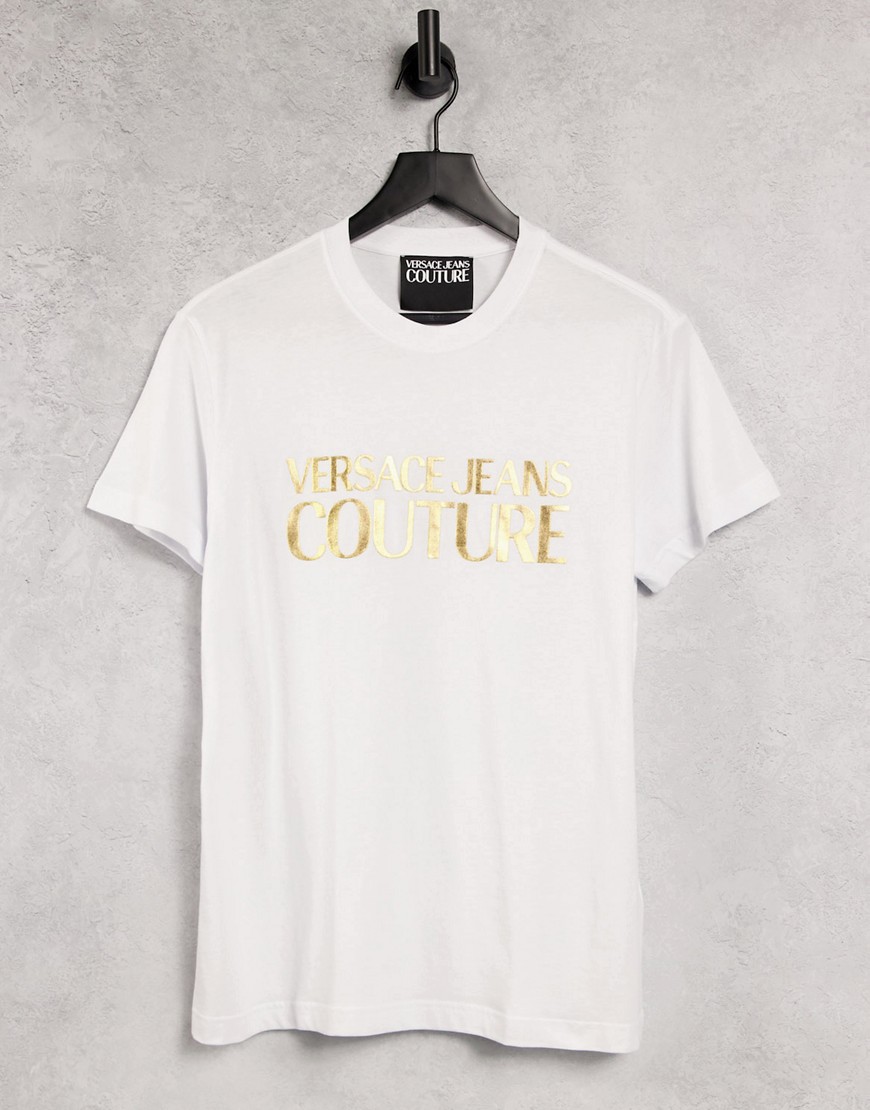 Versace Jeans Couture gold chest logo t-shirt in white