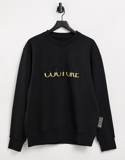 Versace Jeans Couture gold logo sweatshirt in black