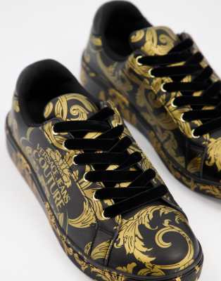 versace trainers black and gold