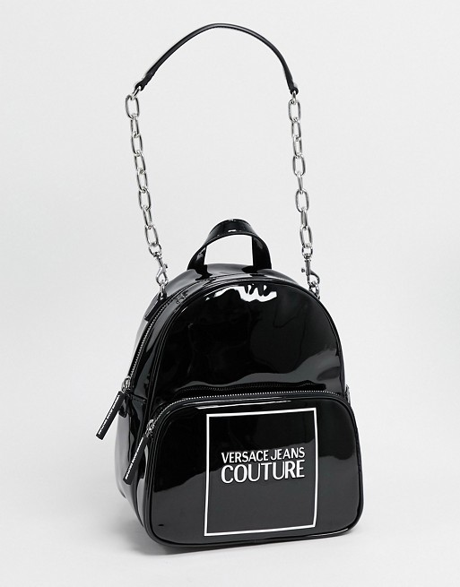 Versace Jeans Couture high shine logo backpack