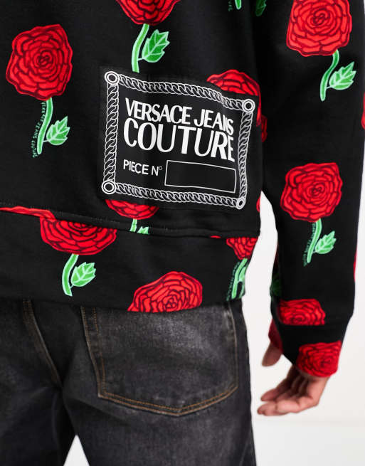 Versace Jeans Couture - Hoodie met rozen in zwart, 2 van 4
