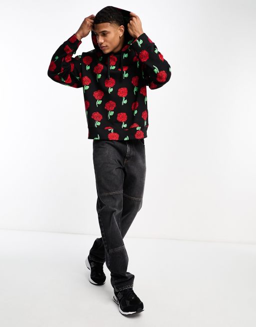 Versace Jeans Couture - Hoodie met rozen in zwart, 3 van 4