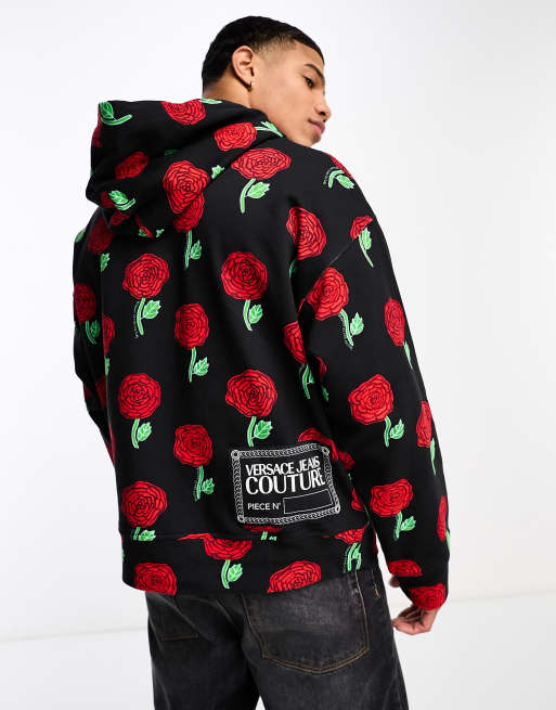Versace Jeans Couture - Hoodie met rozen in zwart, 4 van 4