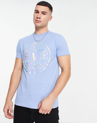 Versace Jeans Couture iredescent emblem t-shirt in blue