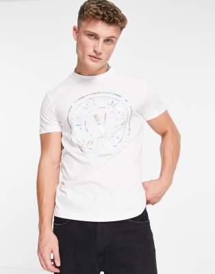 Versace Jeans Couture iridescent emblem t-shirt in white