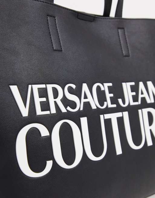 Versace Jeans Couture large patent logo shopper bag