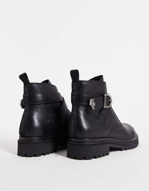 Versace Jeans Couture - Leren laarzen met gesp in zwart, 2 van 4