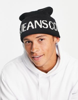 Versace Jeans Couture logo beanie in black