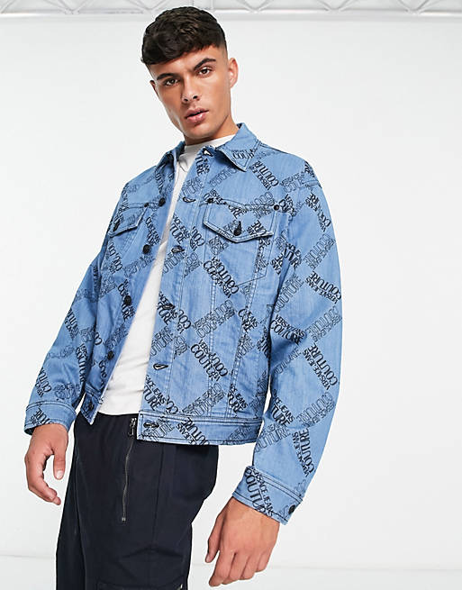 Versace Jeans Couture logo denim jacket in blue | ASOS