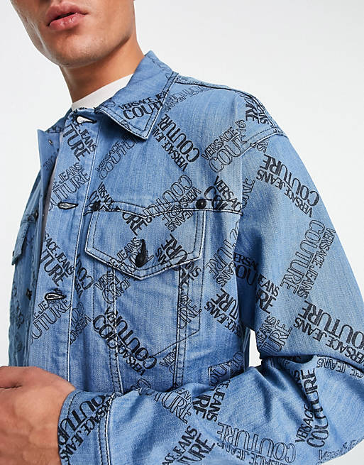Versace Jeans Couture logo denim jacket in blue | ASOS