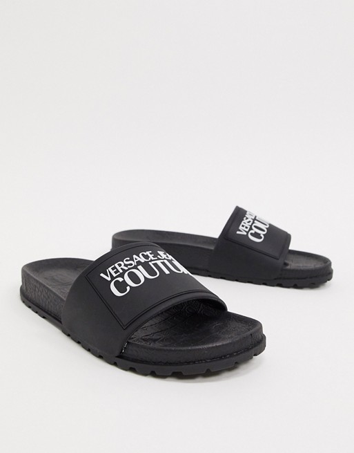 Versace Jeans Couture logo sliders in black