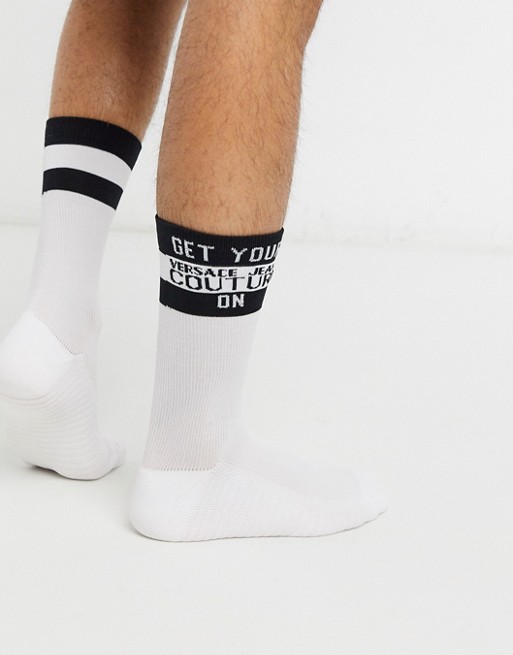 Versace Jeans Couture logo socks in white