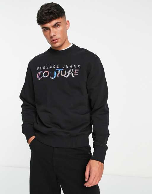 Sweatshirts & Sweaters Versace Jeans Couture - Multi logo hoodie in black -  71GAIP04CF00P899