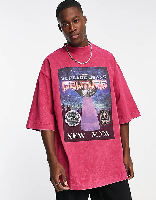Versace Jeans Couture moon print t-shirt in red | ASOS