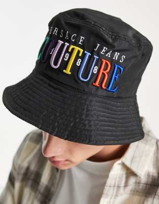 Versace Jeans Couture multi colour logo bucket hat in black