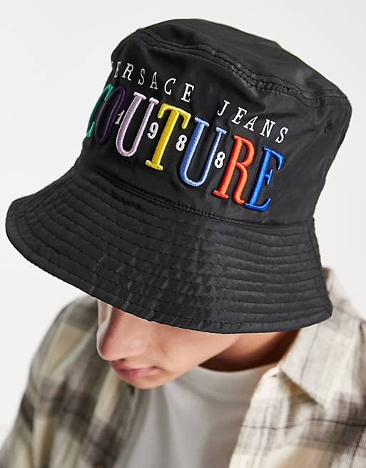asos.com | Versace Jeans Couture multi colour logo bucket hat in black