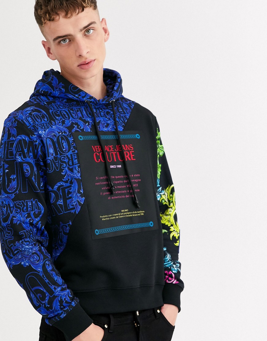 Versace Jeans Couture oversized hoodie with baroque print-Black