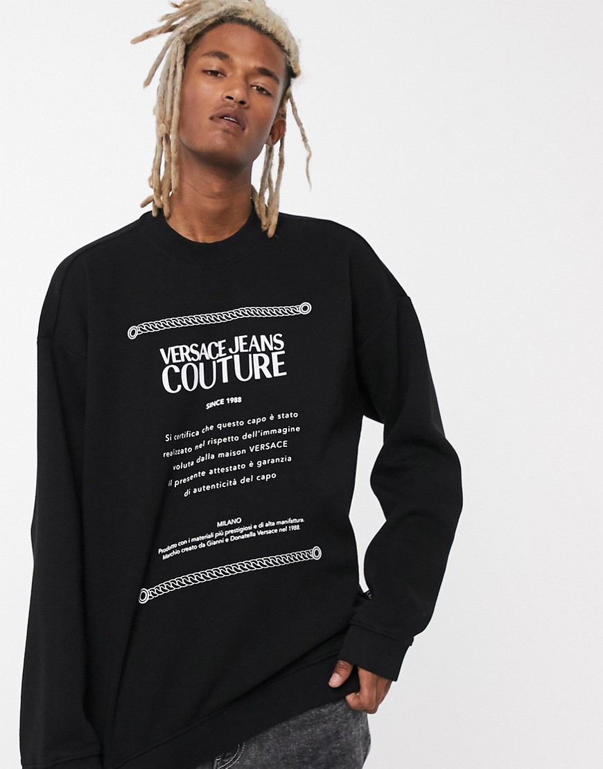 Versace Jeans Couture oversized sweatshirt in black-White