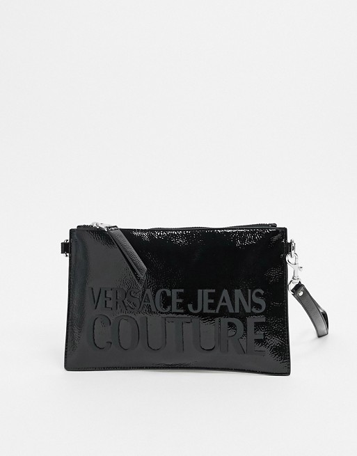 Versace Jeans Couture patent logo bag