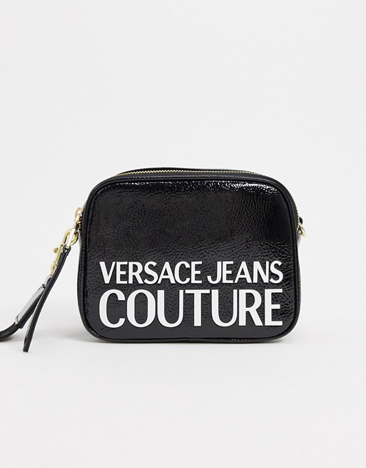 Versace Jeans Couture patent logo crossbody bag