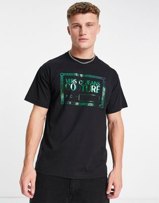 Versace Jeans Couture piece iridescent logo t-shirt in black