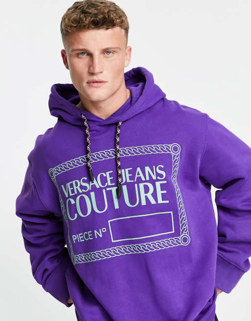 Versace Jeans Couture piece logo oversized hoodie in purple | ASOS