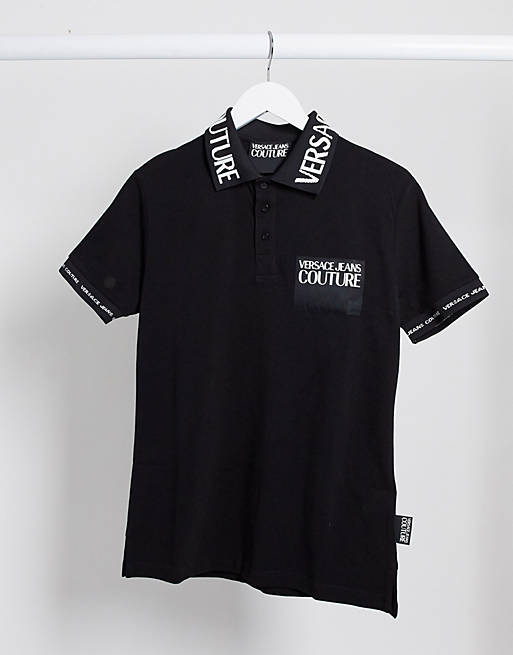 Versace Jeans Couture polo shirt with logo in black | ASOS