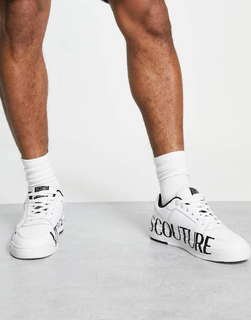 Versace Jeans Couture print court sneakers in white, 4 of 4