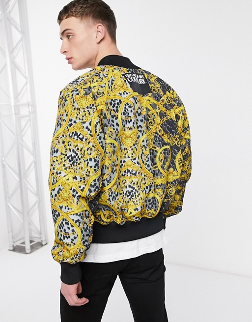 Versace Jeans Couture printed reversable jacket in black and gold