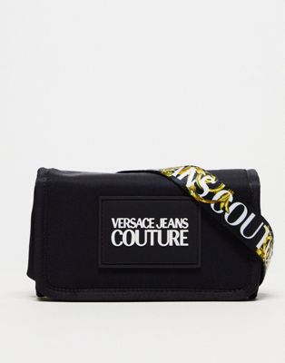 Versace Jeans Couture printed webbing bumbag in black - ASOS Price Checker