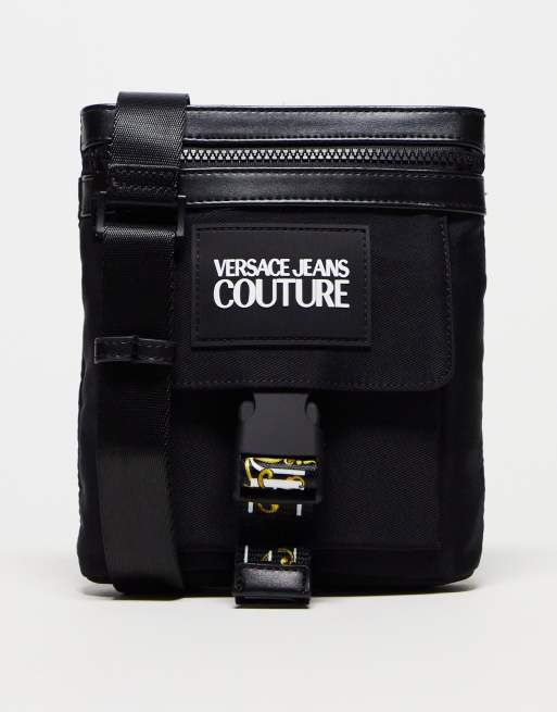 Versace Jeans Couture printed webbing flightbag in black