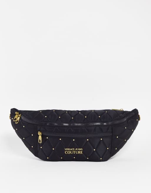 Versace Jeans Couture quilted cross bum bag in black ASOS