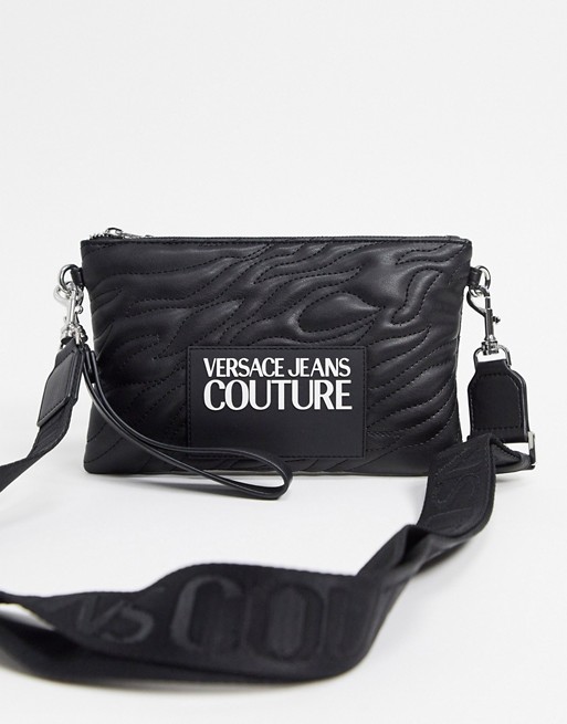 Versace Jeans Couture quilted detail pouch in black