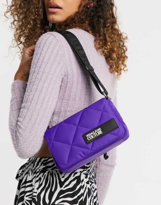 Versace Jeans Couture quilted shoulder bag in purple | ASOS