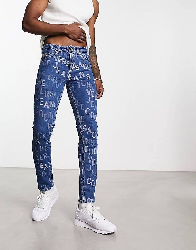 Versace Jeans Couture - repeat print jeans in blue