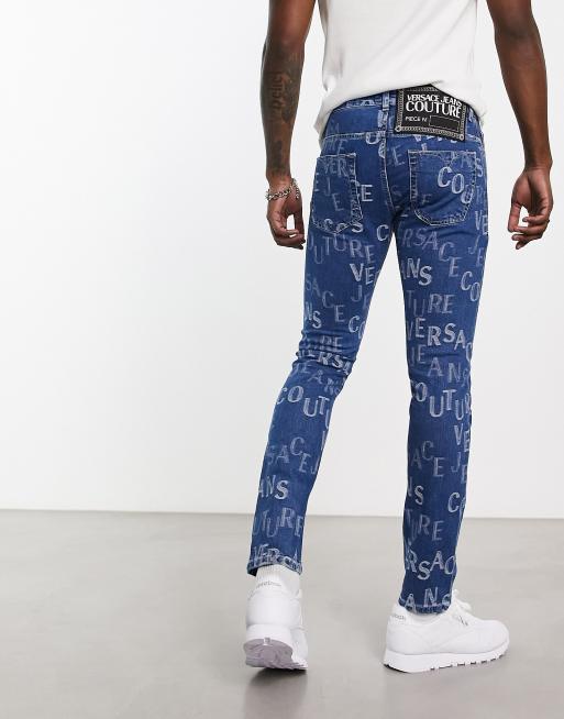 Versace Jeans Couture Repeat Logo Jeans Versace Distressed Jeans