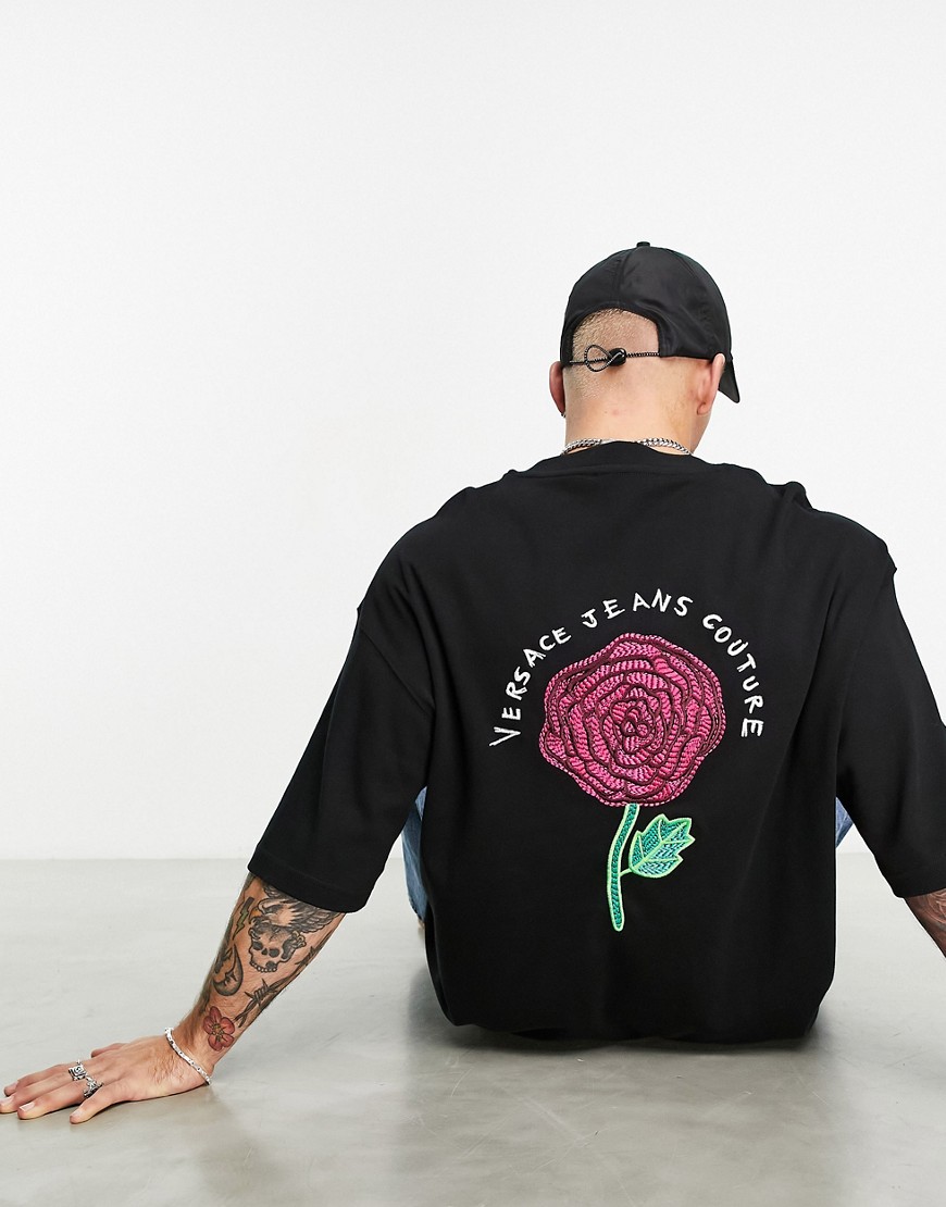 Versace Jeans Couture rose t-shirt in black