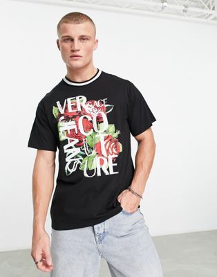 Versace Jeans Couture roses doodle t-shirt in black