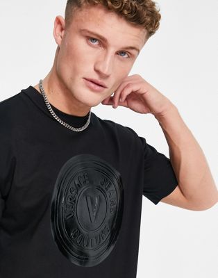 Versace Jeans Couture rubberised emblem t-shirt in black